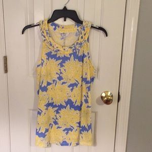 Crown & Ivy floral tank top embellished collar